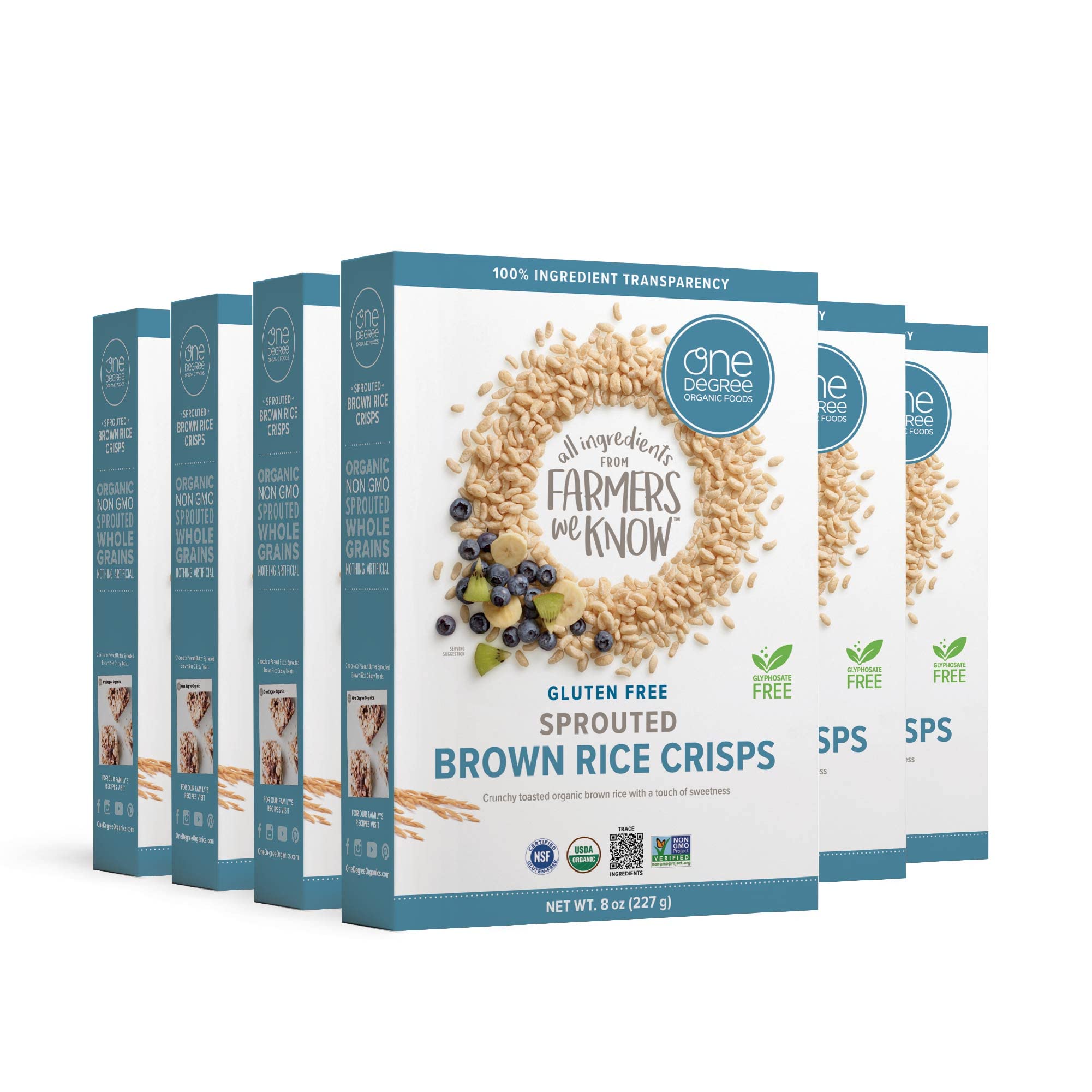 Product image of One Degree Organic Foods Sprouted Brown Rice Crisps USDA Organic Non-GMO Gluten Free Brown Rice Cereal 8 oz